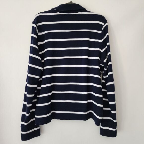 Lauren Ralph Lauren blue white nautical knit sweater kangaroo pocket top size XL - Picture 5 of 7